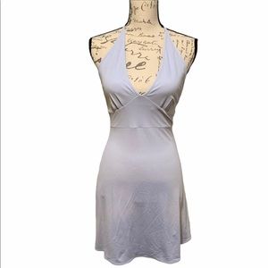 Bebe Lt Blue Body Con Halter Dress size Medium